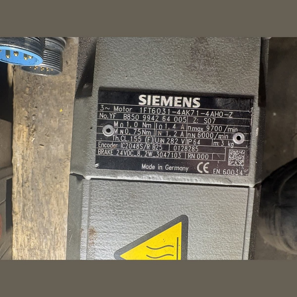 Siemens 1FT6031-4AK71-4AH0-Z Simotics Synchron-Servomotor mit Haltebremse