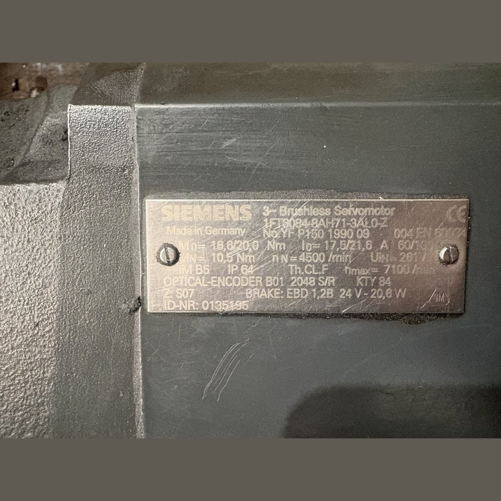 Siemens 1FT6084-8AH71-3AL0-Z Simotics Synchron-Servomotor mit Haltebremse